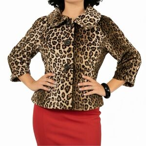 Rafaella Leopard Print Jacket Retro Style Size Small